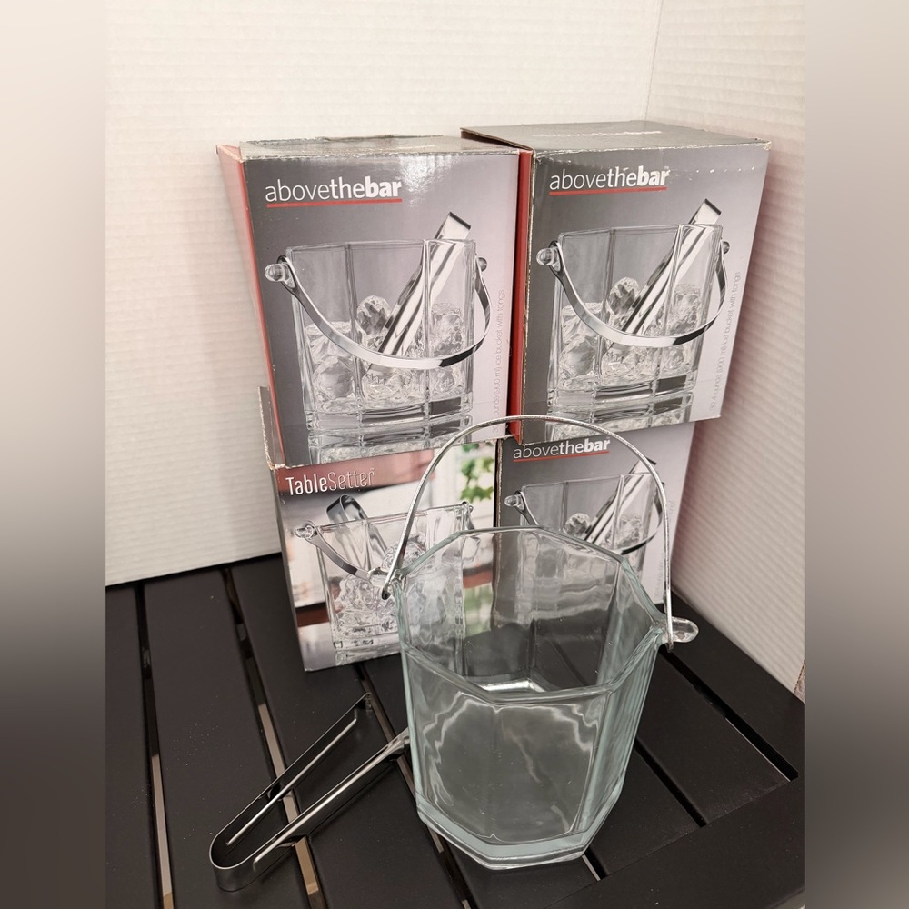 Above the Bar Glass Ice Bucket with Tongs